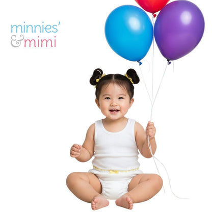 Minnies' & Mimi Stretchable Lettuce Edge Baby Panty 0-24 Month with Ribbon by 3pcs Available in Pink Yellow or Mint Green Size S M L