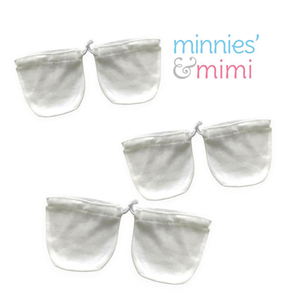 Minnies' & Mimi Cotton Mittens with Color Piping for Newborn Babies for 0-6 Months by 3 Pcs Available in W, WB, WP, WY and MG,P,B,Y,MG