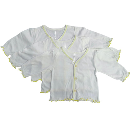 Minnies' & Mimi Front Button Down Long Sleeves with Lettuce Intricacies 3Pcs for New Born Infant 0-3 Months Available in Yellow and Pink Sizes Small Medium Large
