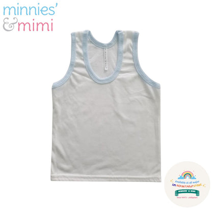 Minnies' & Mimi Cotton Sando for Toddler Available in White, Mint Green and Blue Sizes Small Medium Large