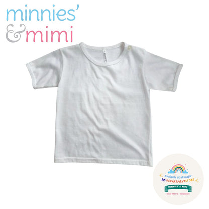 Minnies' & Mimi T-Shirt Button Short Sleeves For New Born Infant 1Pcs Color White Available in Medium and Large
