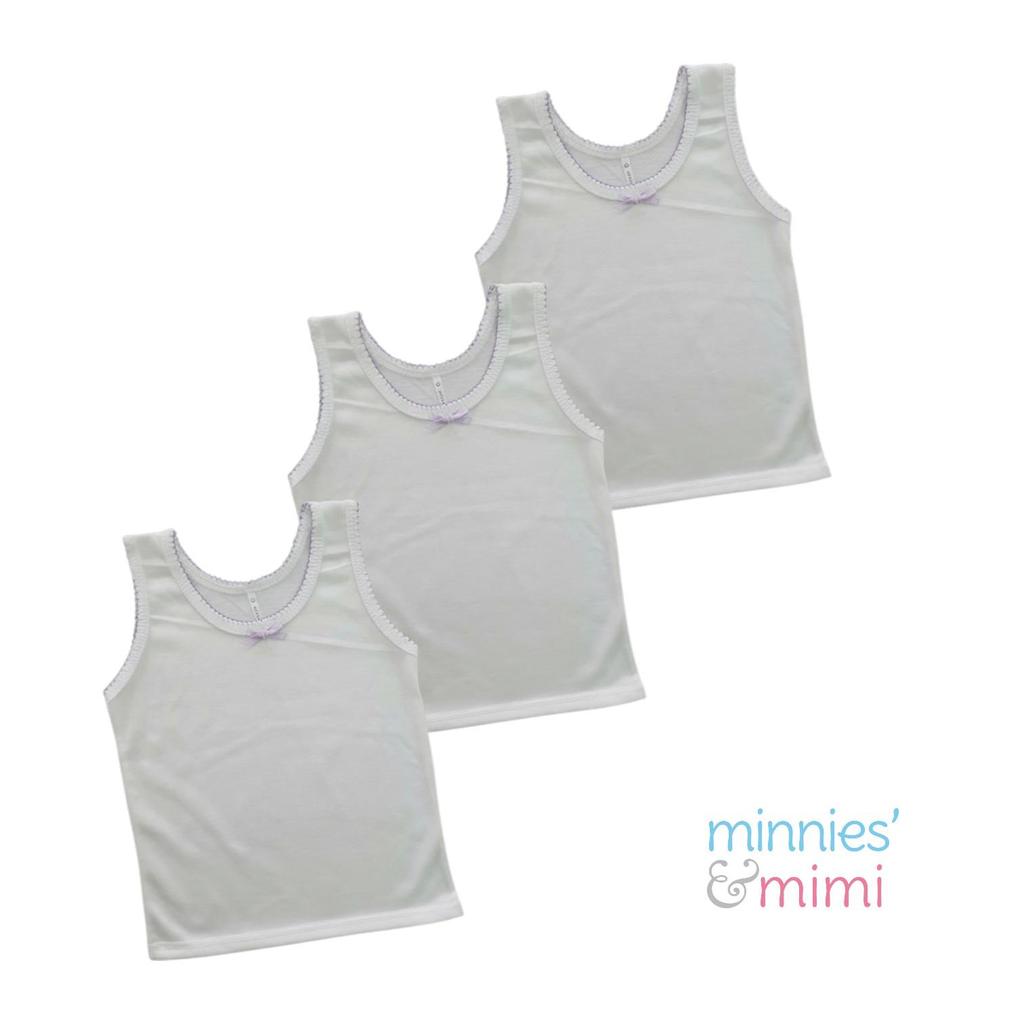 Minnies' & Mimi Cotton Tank Top with Ribbon and Fagotting for Toddlers Order by 3s