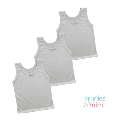 Minnies' & Mimi Cotton Tank Top with Ribbon and Fagotting for Toddlers Order by 3s