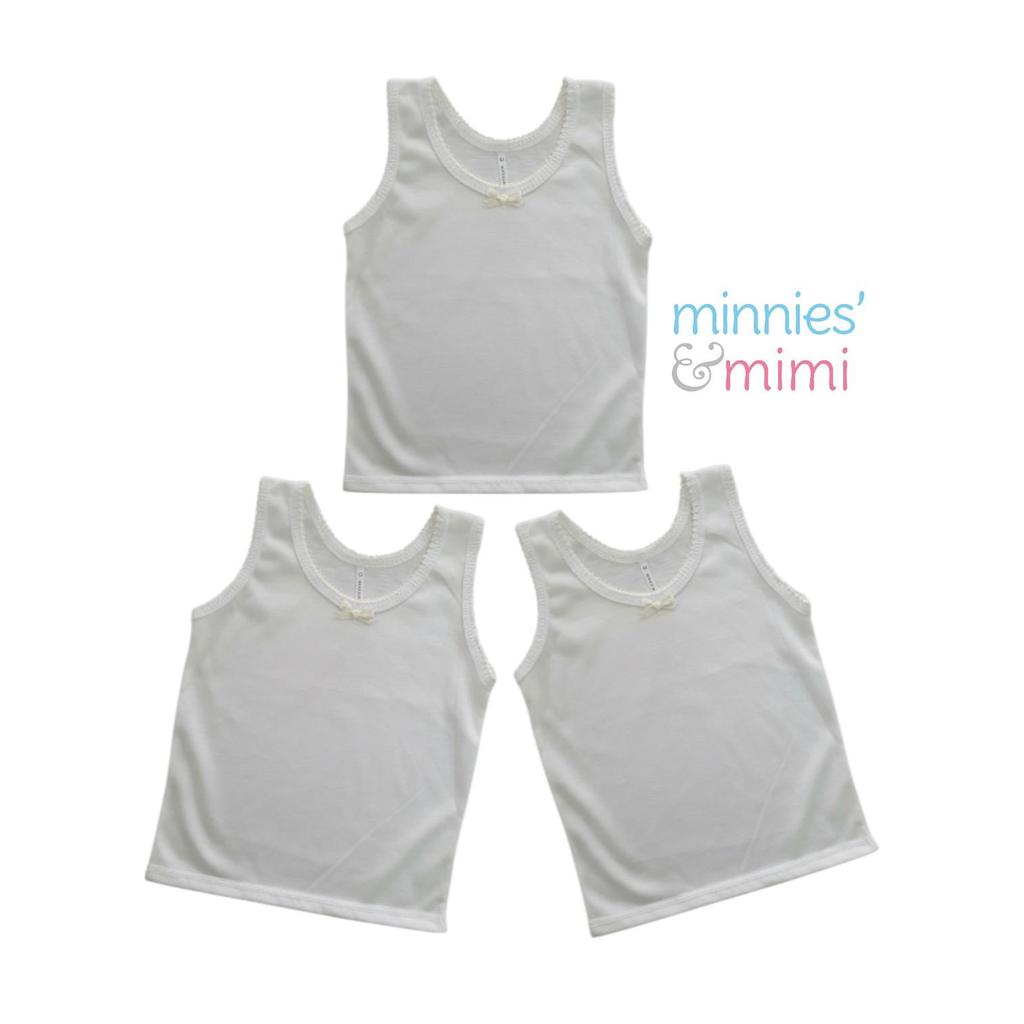 Minnies' & Mimi Cotton Tank Top with Ribbon and Fagotting T-3008 for Toddlers Order by 3s