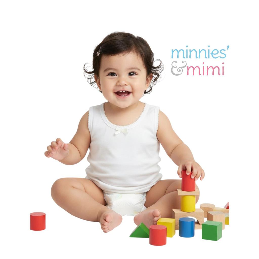 Minnies' & Mimi Cotton Tank Top with Ribbon and Fagotting T-3008 for Toddlers Order by 3s