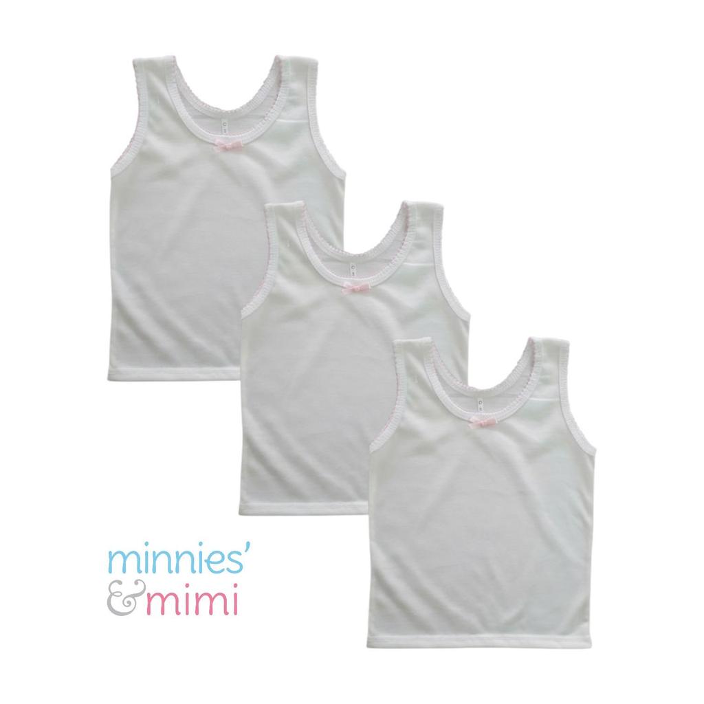 Minnies' & Mimi Cotton Tank Top with Ribbon and Fagotting for Toddlers Order by 3s