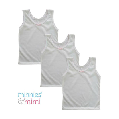 Minnies' & Mimi Cotton Tank Top with Ribbon and Fagotting T-3008 for Toddlers Order by 3s